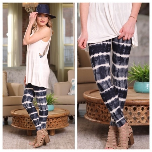 Infinity Raine Pants - Infinity Raine Dark Gray & Navy Tie-Dye Leggings